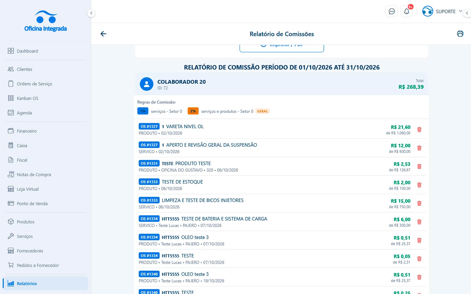 Controle as comissões dos seus colaboradores